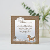 Rocking Horse Baby Shower-uitnodigingen Kaart (Staand voorkant)
