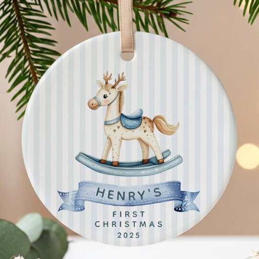 Rocking Horse Baby's eerste kerstdag Keramisch Ornament