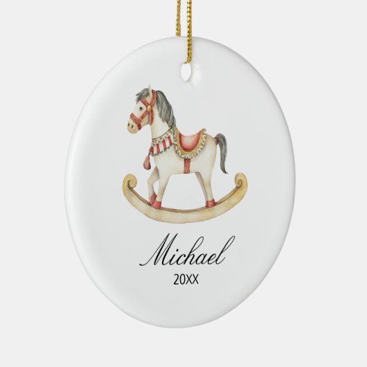 Rocking Horse Baby's First Christmas Holiday Keramisch Ornament (Rechts)