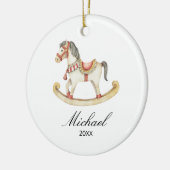 Rocking Horse Baby's First Christmas Holiday Keramisch Ornament (Links)