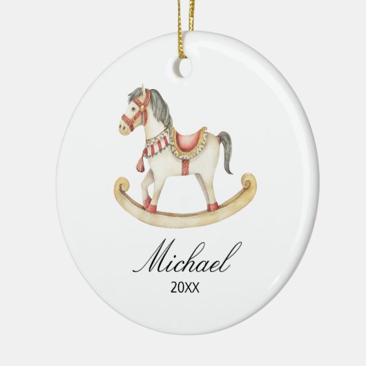 Rocking Horse Baby's First Christmas Holiday Keramisch Ornament (Links)