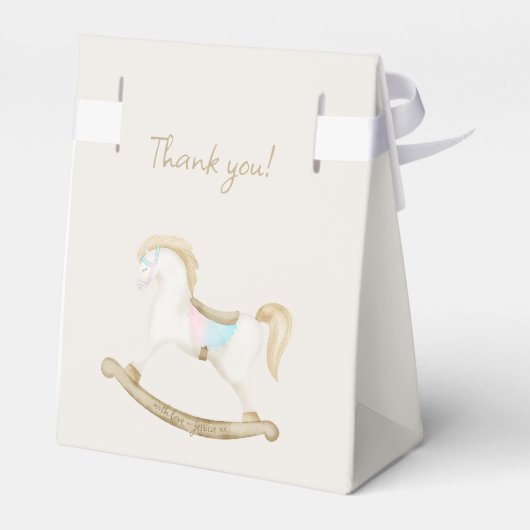 Rocking Horse Blauw Roze Geslachtsneutraal Baby sh Bedankdoosjes (Achterkant)