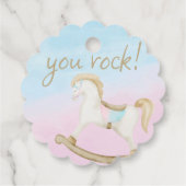 Rocking Horse Blauw Roze Geslachtsneutraal Baby sh Bedankjes Labels (Achterkant)