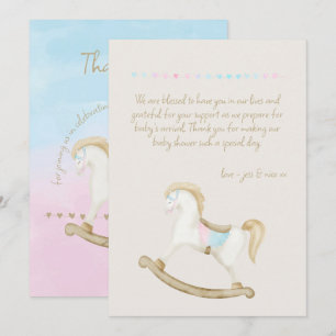 Rocking Horse Blauw Roze Geslachtsneutraal Baby sh Bedankkaart