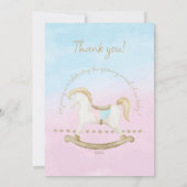 Rocking Horse Blauw Roze Geslachtsneutraal Baby sh Bedankkaart (Achterkant)