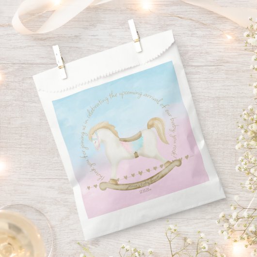 Rocking Horse Blauw Roze Geslachtsneutraal Baby sh Bedankzakje (Geknipt)
