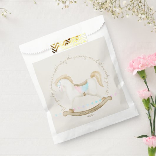 Rocking Horse Blauw Roze Geslachtsneutraal Baby sh Bedankzakje (Gezegeld)
