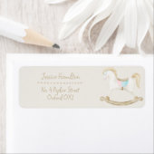 Rocking Horse Blauw Roze Geslachtsneutraal Baby sh Etiket (Insitu)