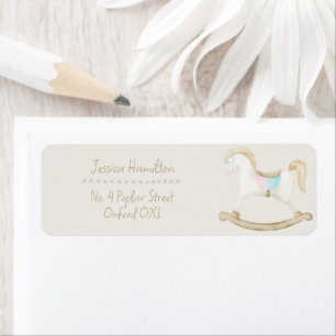 Rocking Horse Blauw Roze Geslachtsneutraal Baby sh Etiket