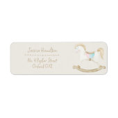 Rocking Horse Blauw Roze Geslachtsneutraal Baby sh Etiket (Voorkant)