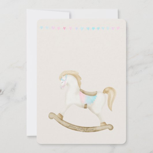 Rocking Horse Blauw Roze Geslachtsneutraal Baby sh Kaart (Achterkant)