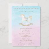 Rocking Horse Blauw Roze Geslachtsneutraal Baby sh Kaart (Voorkant)