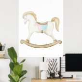 Rocking Horse Blauw Roze Geslachtsneutraal Baby sh Poster (Thuiskantoor)