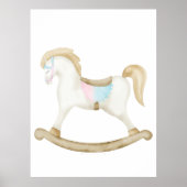 Rocking Horse Blauw Roze Geslachtsneutraal Baby sh Poster (Voorkant)
