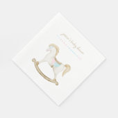Rocking Horse Blauw Roze Geslachtsneutraal Baby sh Servet (Hoek)
