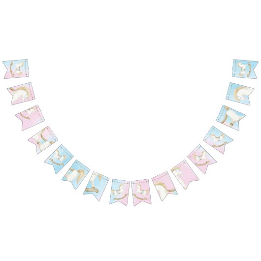 Rocking Horse Blauw Roze Geslachtsneutraal Baby sh Vlaggetjes (Alle)