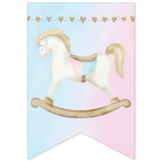 Rocking Horse Blauw Roze Geslachtsneutraal Baby sh Vlaggetjes (Eerste vlag)