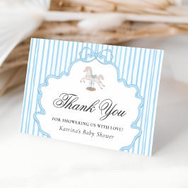 Rocking Horse Blue Baby Shower Thank You Card Bedankkaart