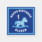 Rocking Horse Blue Boy Birthday Party Servet (Voorkant)