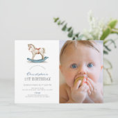 Rocking Horse Blue Boy Foto 1 september Kaart (Staand voorkant)