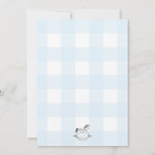 Rocking Horse Blue Gingham Baptism Invitation Kaart (Achterkant)