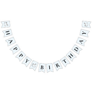 Rocking Horse Blue Gingham Birthday Bunting Banner