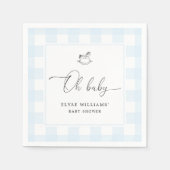 Rocking Horse Blue Gingham Oh Baby Paper Napkin Servet (Voorkant)