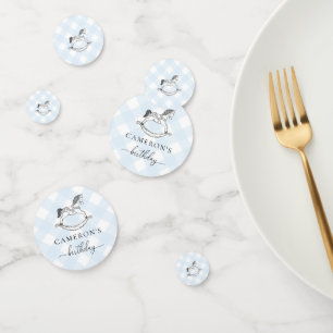 Rocking Horse Blue Gingham Table Confetti