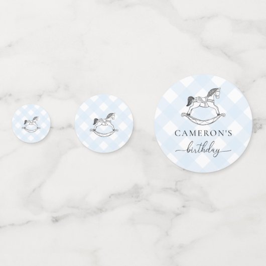 Rocking Horse Blue Gingham Table Confetti (Voorkanten)