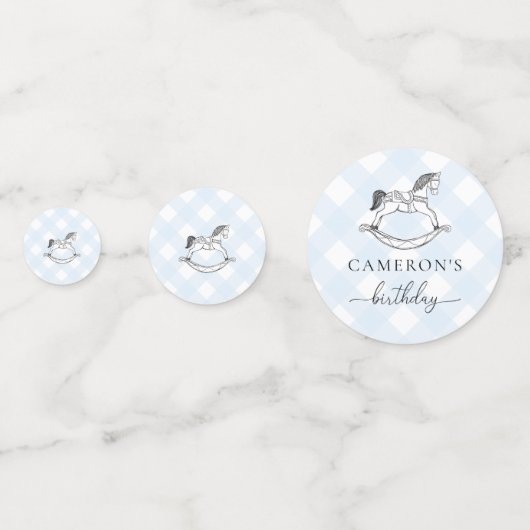 Rocking Horse Blue Gingham Table Confetti (Achterkanten)