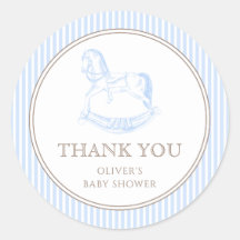 Rocking Horse Blue Toile de Jouy Baby shower