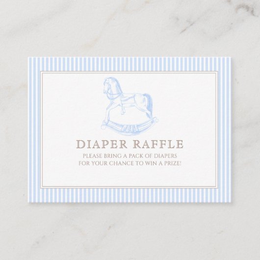 Rocking Horse Blue Toile De Jouy Luier Raffle Informatiekaartje (Voorkant)