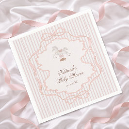 Rocking Horse Blush Pink Girl Baby Shower Servet