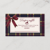 Rocking Horse Bourgogne Bow Plaid Luier Raffle Informatiekaartje (Voorkant)
