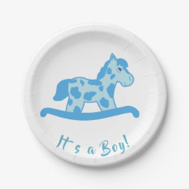 Rocking Horse Boy Baby shower Het is een jongen Papieren Bordje
