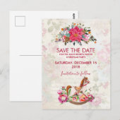 Rocking Horse Christmas Bewaar de datum Briefkaart (Voorkant / Achterkant)