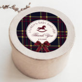Rocking Horse Christmas Bow Baby shower Bedankt Ronde Sticker
