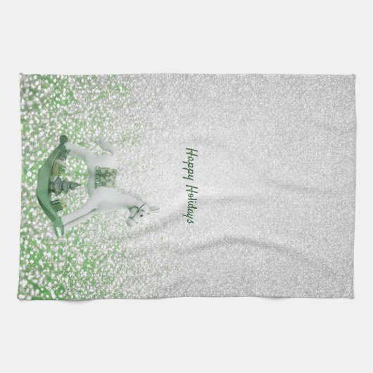 Rocking Horse Christmas Holiday Keuken Handdoeken (Horizontaal)