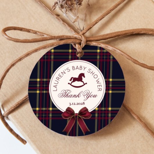 Rocking Horse Classic Christmas Plaid Bedankt Bedankjes Labels