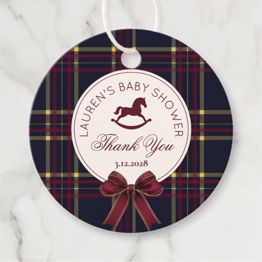 Rocking Horse Classic Christmas Plaid Bedankt Bedankjes Labels (Voorkant)
