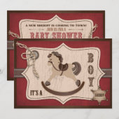 Rocking Horse Cowboy Baby shower Barn Red Kaart (Voorkant / Achterkant)