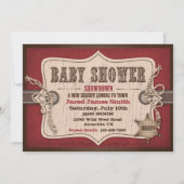 Rocking Horse Cowboy Baby shower Barn Red Kaart (Achterkant)