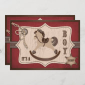 Rocking Horse Cowboy Baby shower Barn Red Kaart (Voorkant / Achterkant)