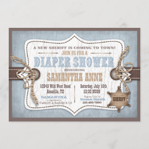 Rocking Horse Cowboy Baby shower Blauw Kaart