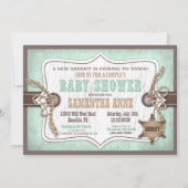 Rocking Horse Cowboy Baby shower Mint Kaart (Achterkant)