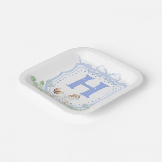 Rocking Horse Crest Monogram Papieren Bordje (Gebogen)