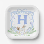 Rocking Horse Crest Monogram Papieren Bordje (Voorkant)