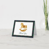 Rocking Horse Elegant Plaid Baby shower Bedankkaart (Voorkant)