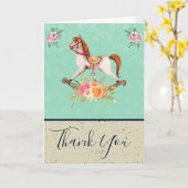  Rocking Horse en Floral Bouquet Dank u wel Kaart (Gele Bloem)