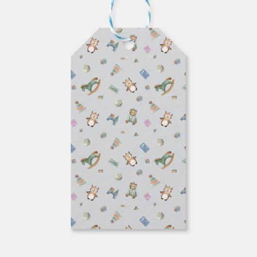 Rocking Horse Geslacht Neutrale Boho Speelgoed Bab Cadeaulabel (Achterkant)